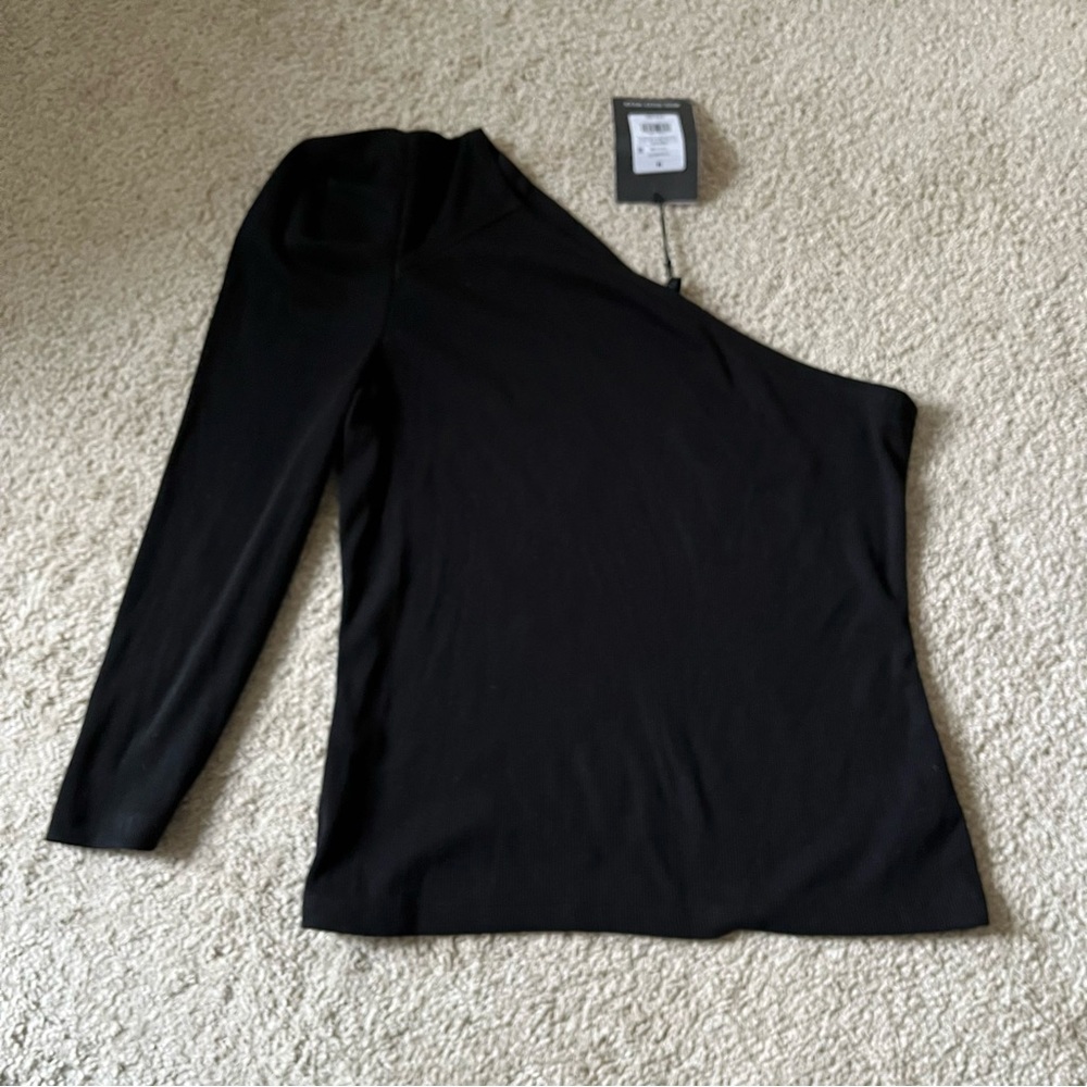 Who What Wear One Shoulder Black Top